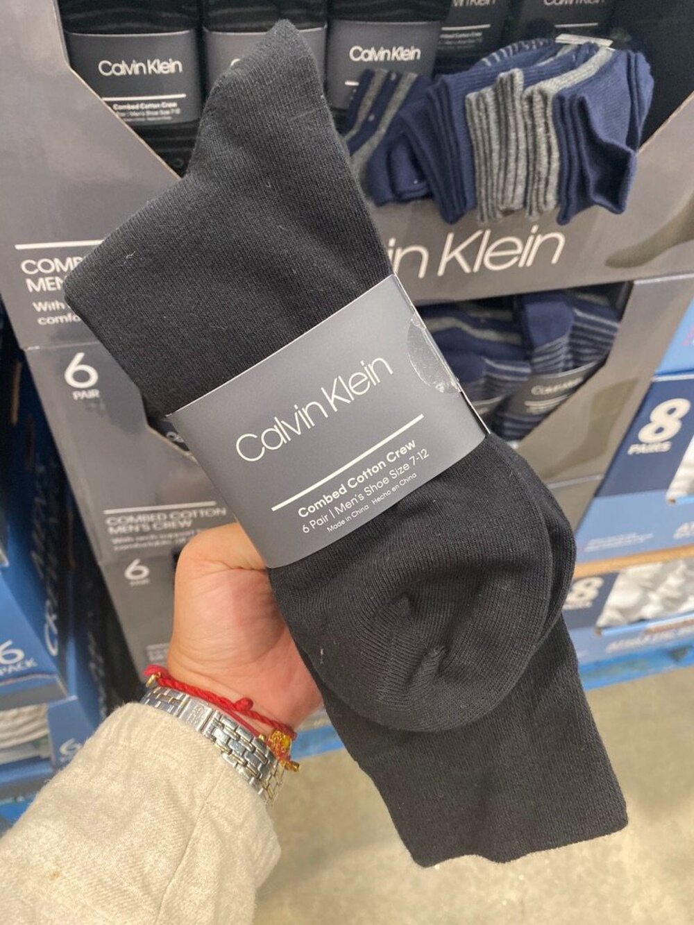 NWT! Calvin Klein Men’s Combed Cotton Crew Socks 6 Pairs In Black/Grey